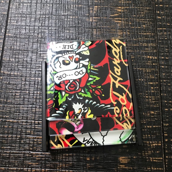 Ed Hardy Christian Audigier Skulls Glass Coasters - Picture 3 of 5